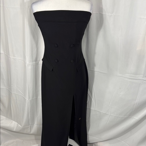 Meshki Black Strapless Sheath Maxi Dress with Front Slit Size M NWT - Picture 4 of 12